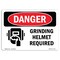 Signmission OSHA Danger Sign, Grinding Helmet Required, 7in X 5in Decal, 7" W, 5" H, Landscape OS-DS-D-57-L-1729 - alternate 1
